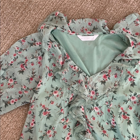 LC Lauren Conrad Mint Green Floral Blouse - Picture 6 of 11
